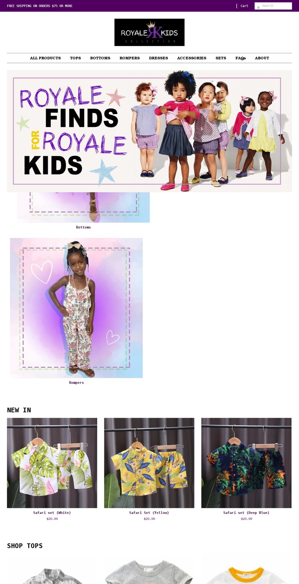 royalekidscollection.com — Shopify storefront screenshot