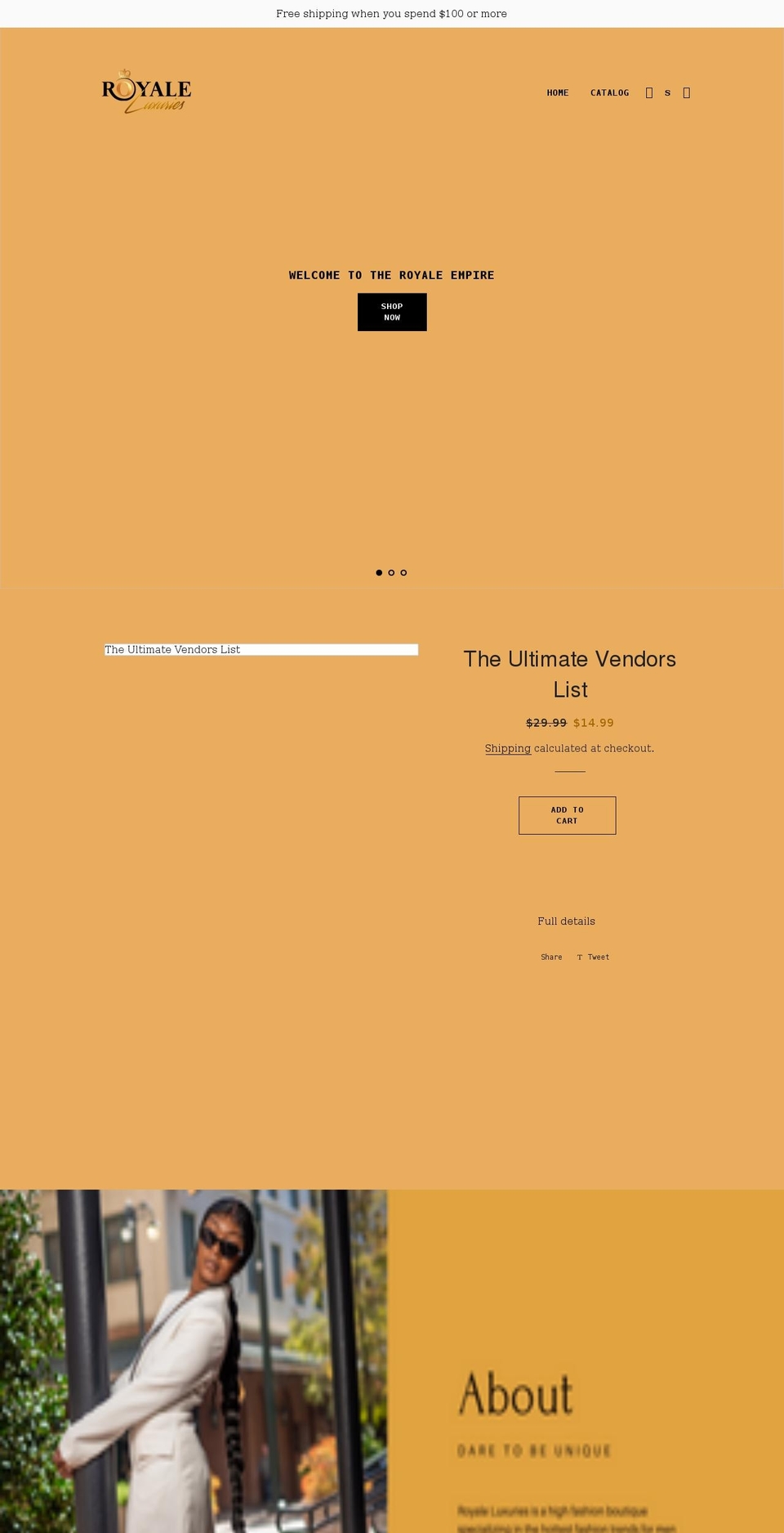 royaleluxuries.com shopify website screenshot