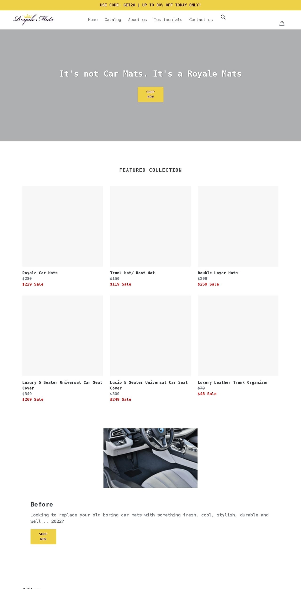 royalemats.com shopify website screenshot