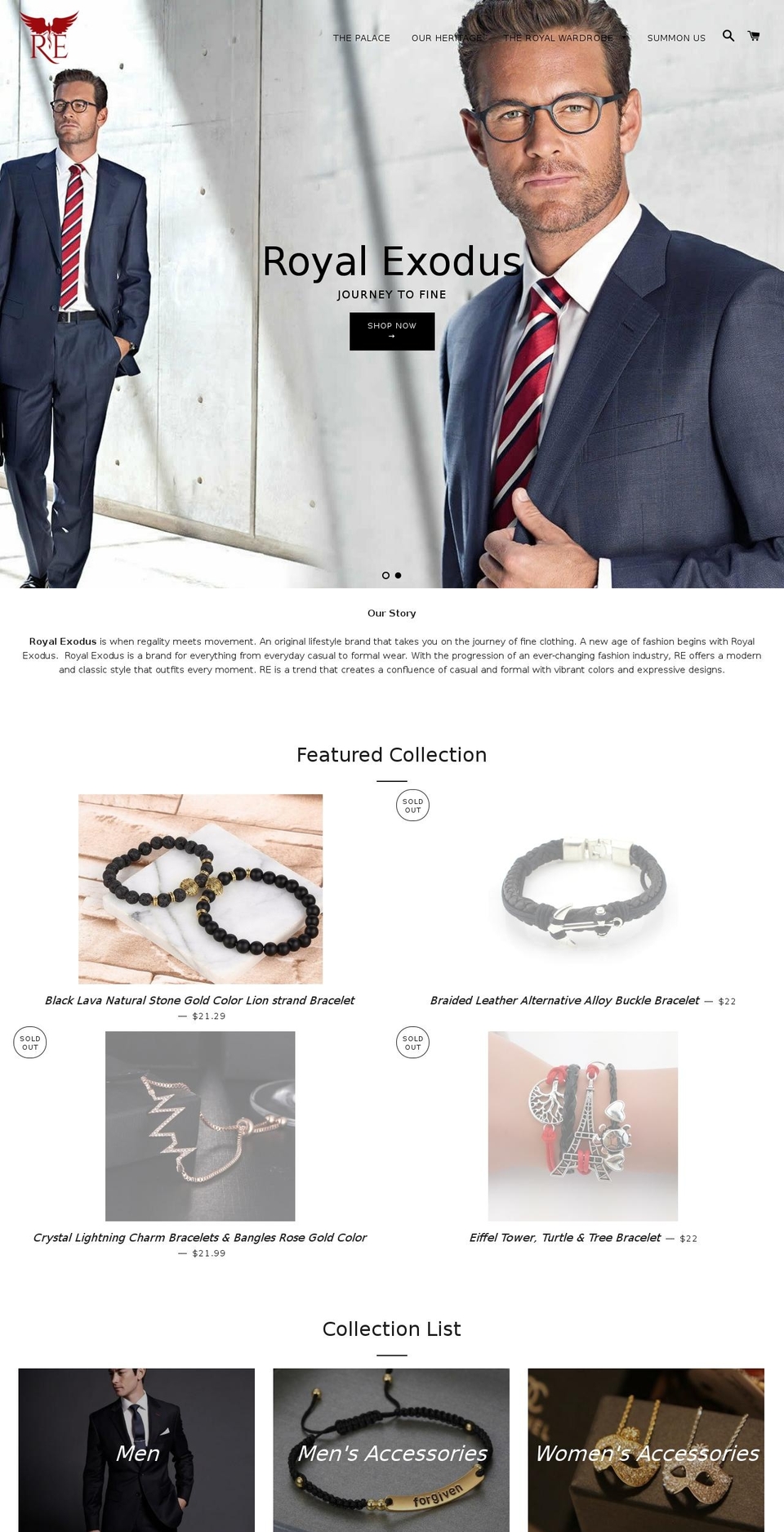 royalexodus.com shopify website screenshot