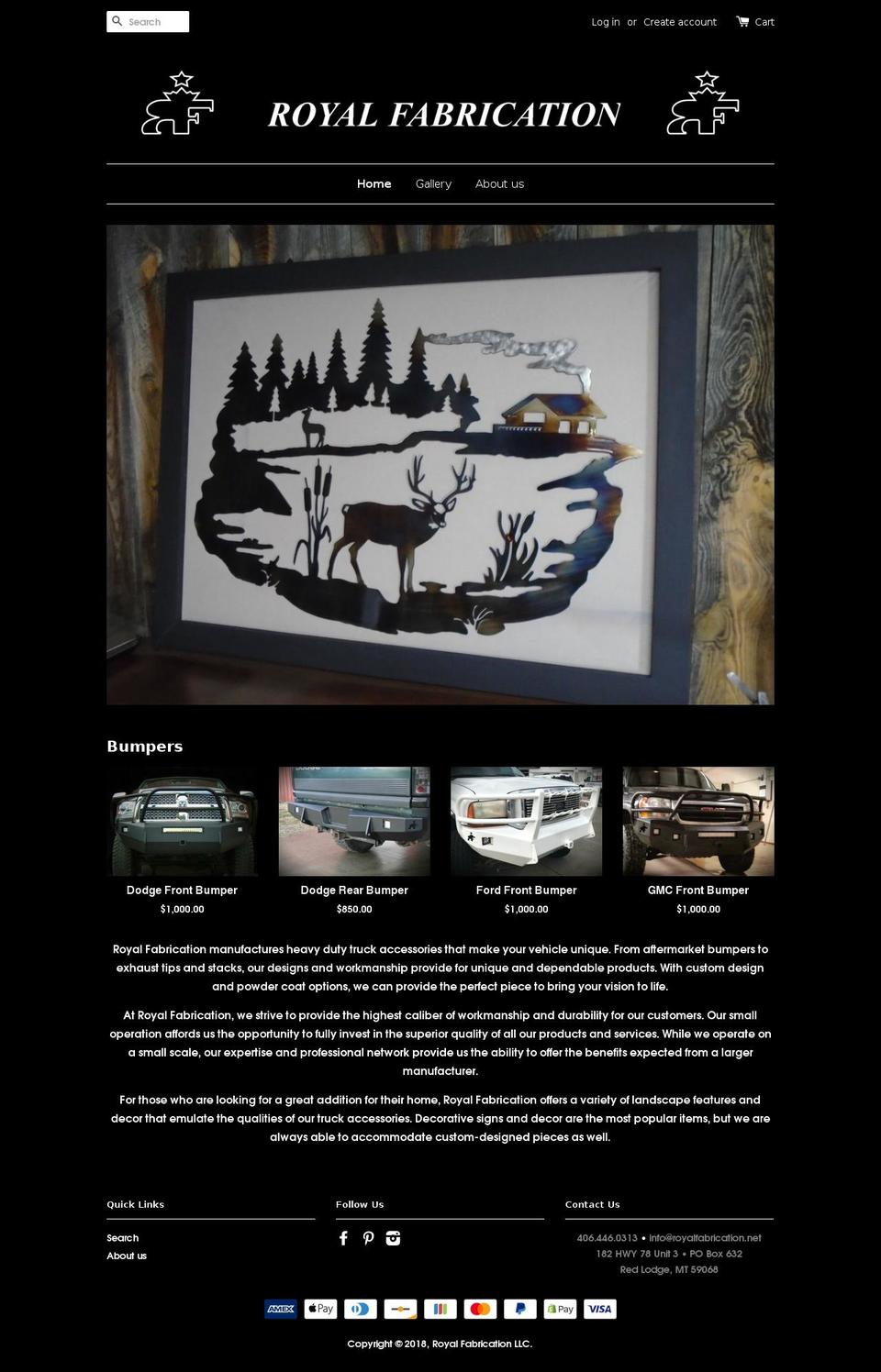 royalfabrication.net shopify website screenshot