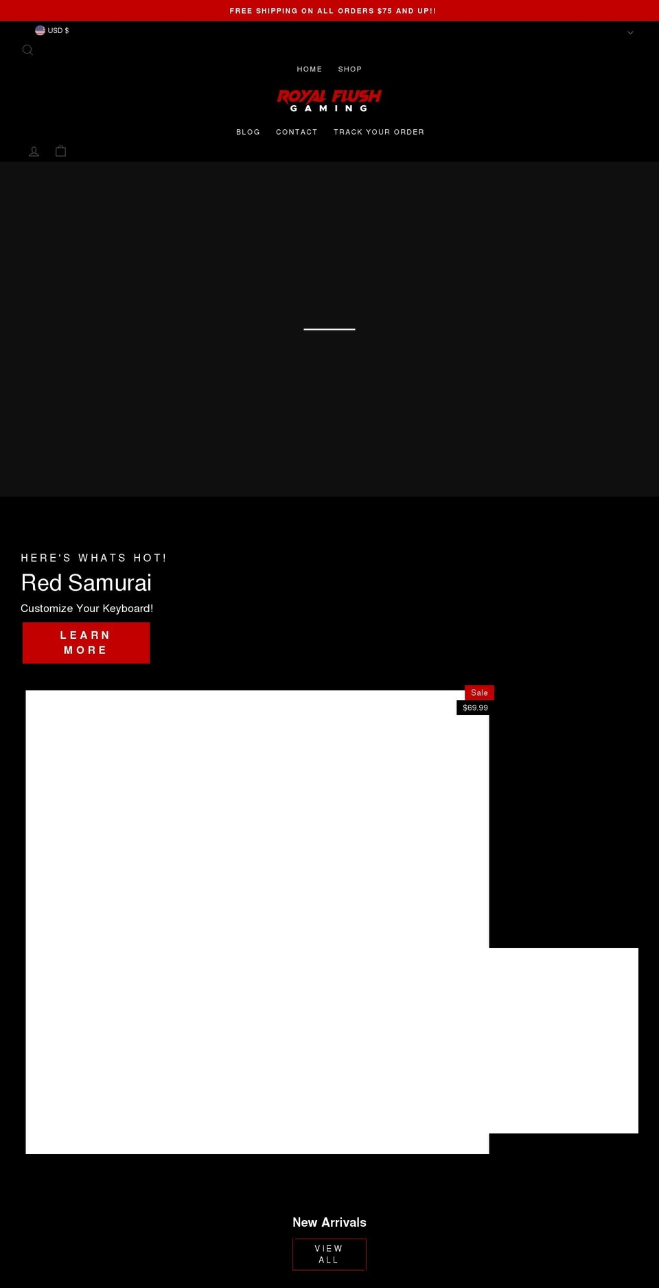 royalflushgaming.com shopify website screenshot
