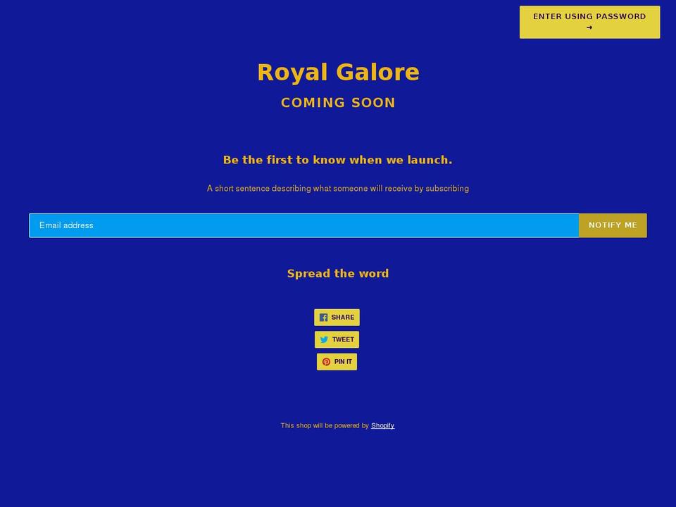 royalgalore.com — Shopify storefront screenshot