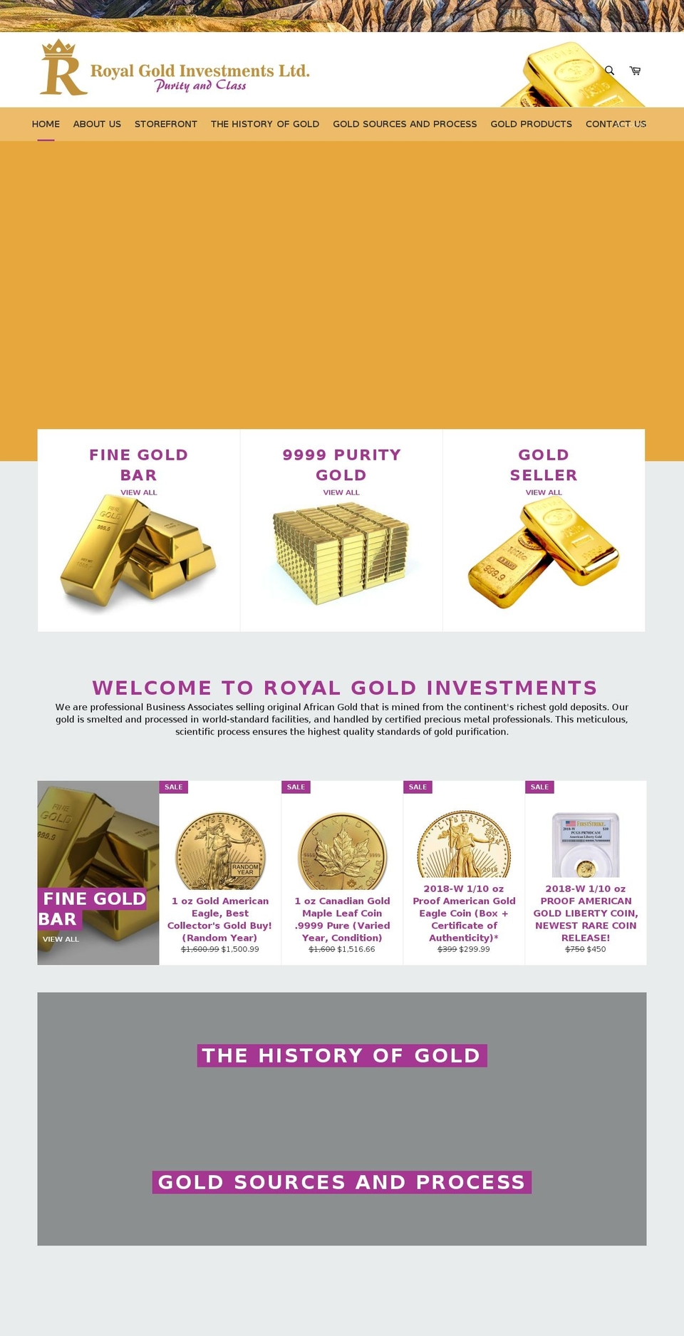 royalgoldinvest.com shopify website screenshot