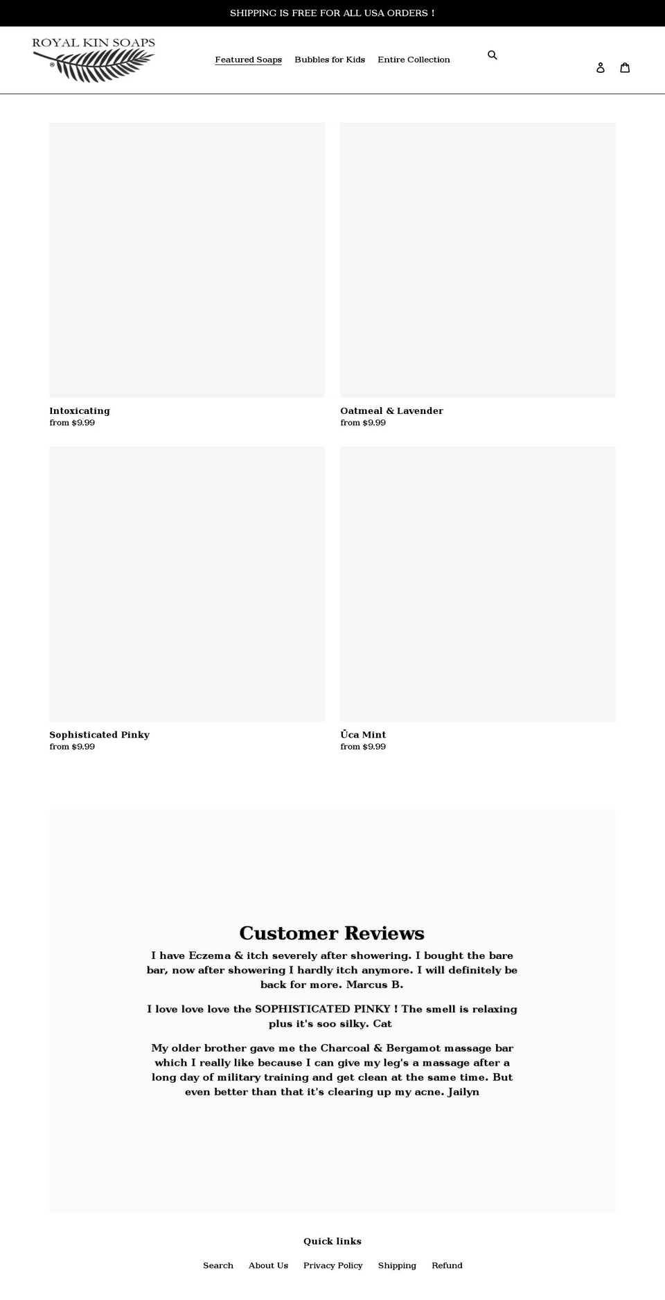 royalkinsoaps.com shopify website screenshot