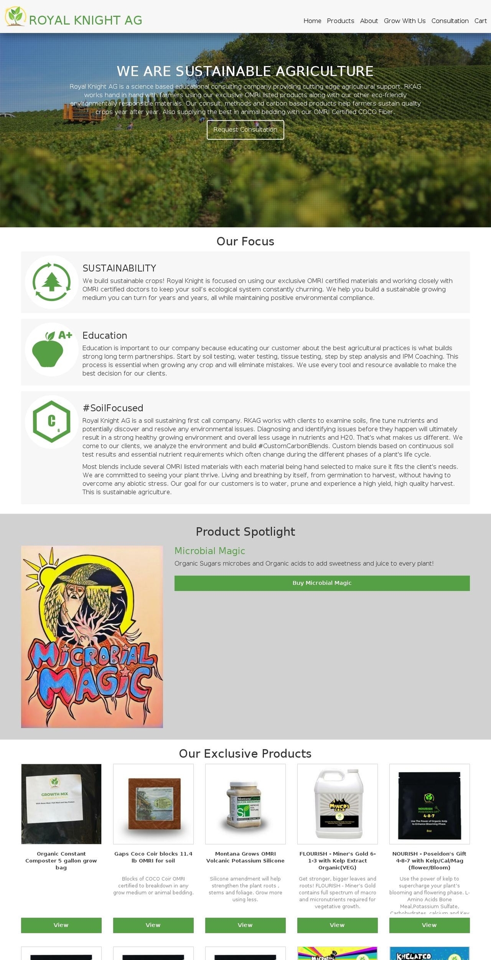 royalknightagriculture.com — Shopify storefront screenshot