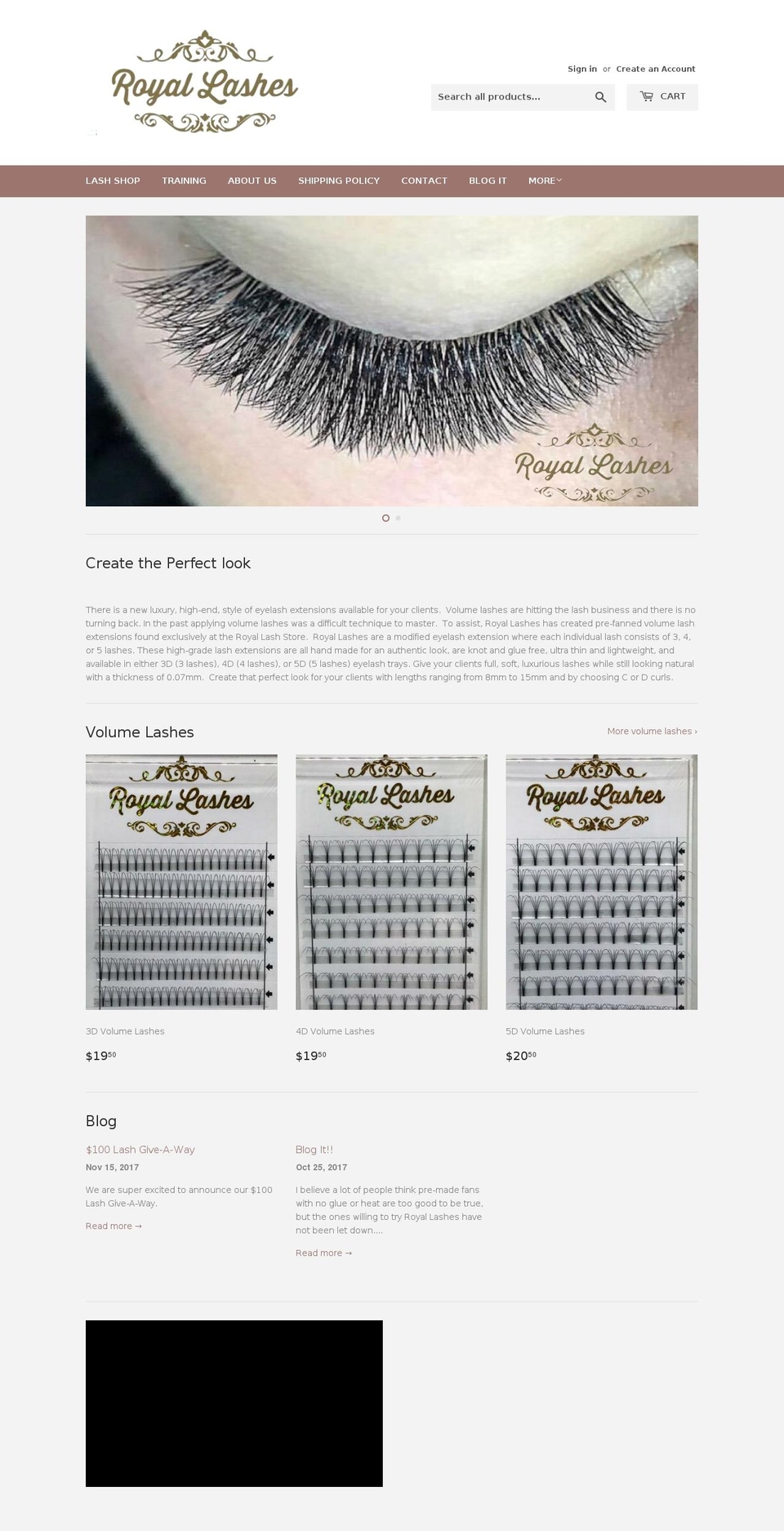 royallashstore.com — Shopify storefront screenshot