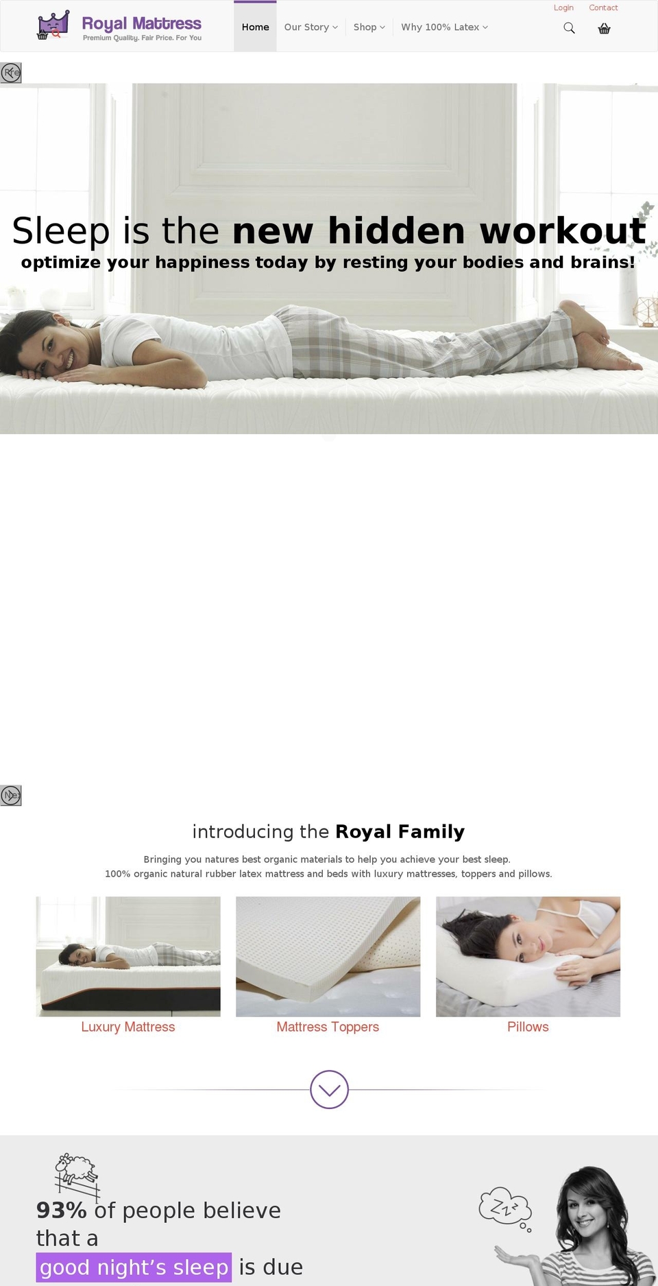 royallatexmattress.com — Shopify storefront screenshot