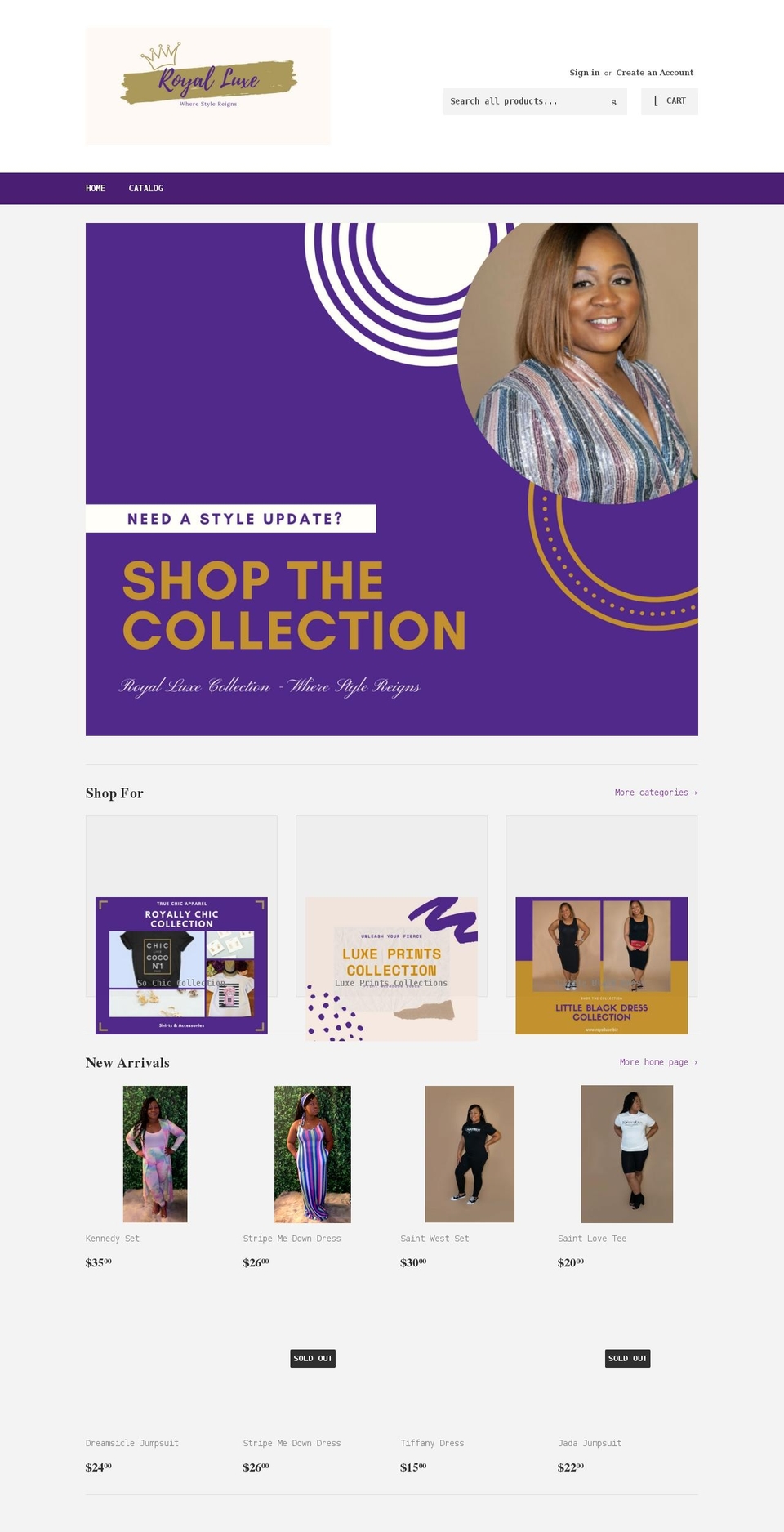 royalluxe.biz shopify website screenshot