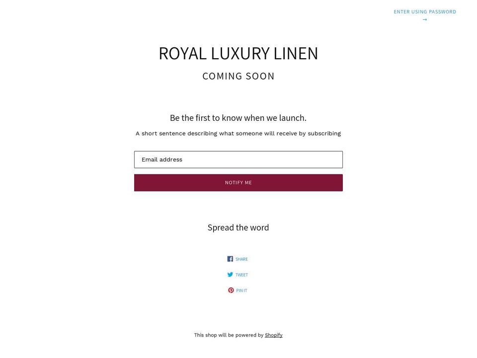 royalluxurylinen.com — Shopify storefront screenshot