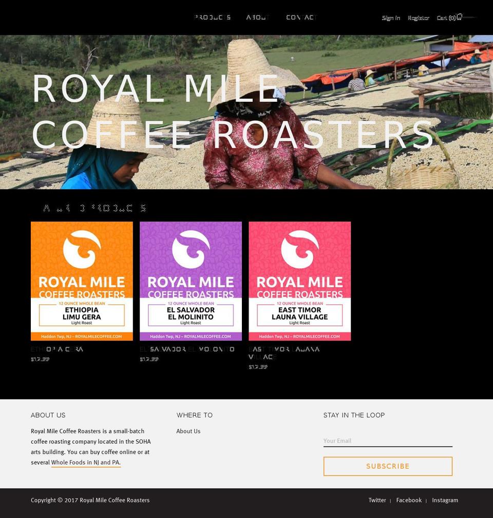 royalmilecoffee.com shopify website screenshot