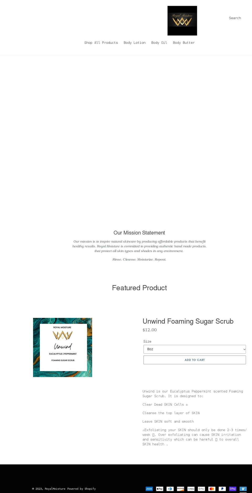 royalmoisture.com shopify website screenshot