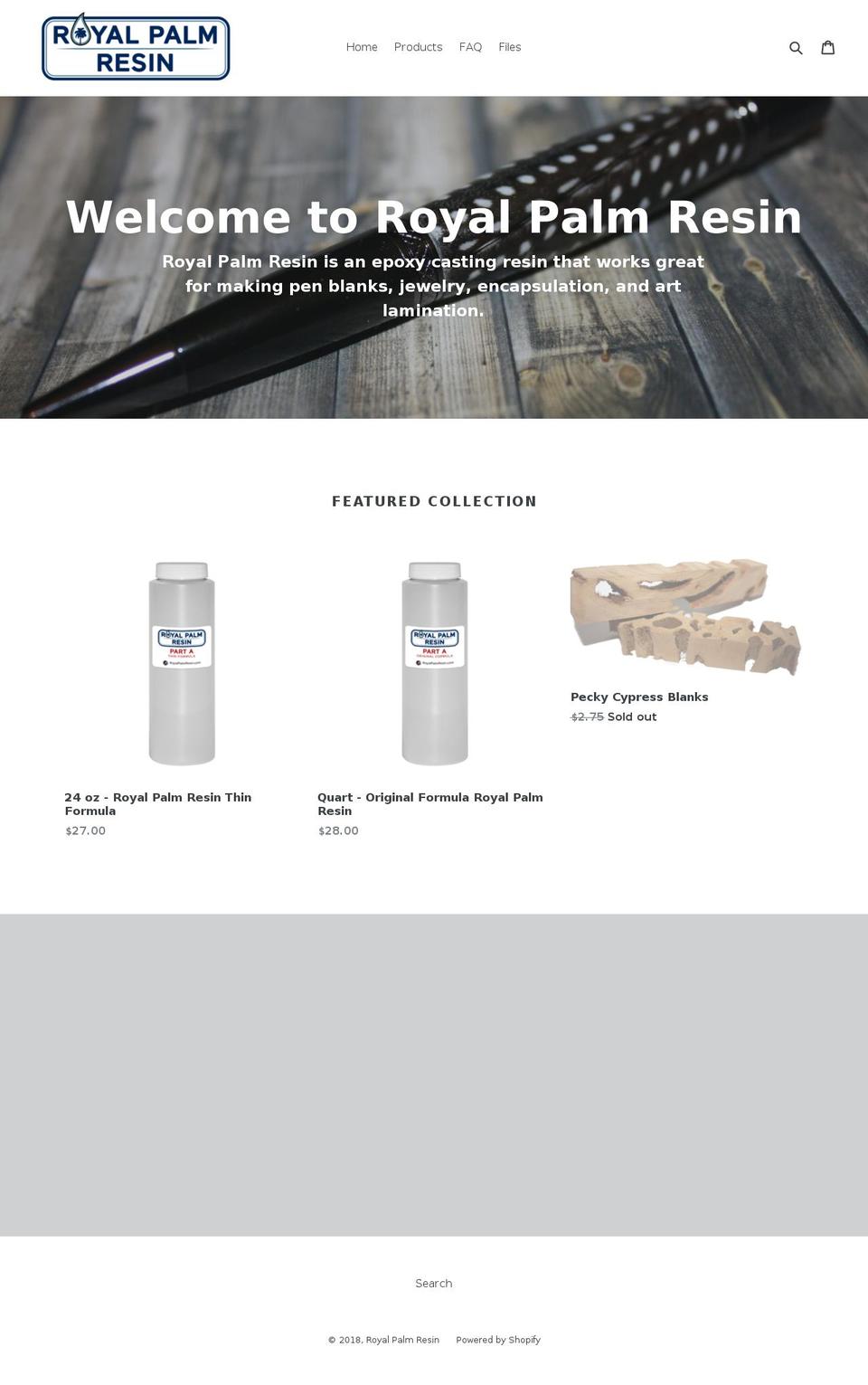 royalpalmresin.com shopify website screenshot