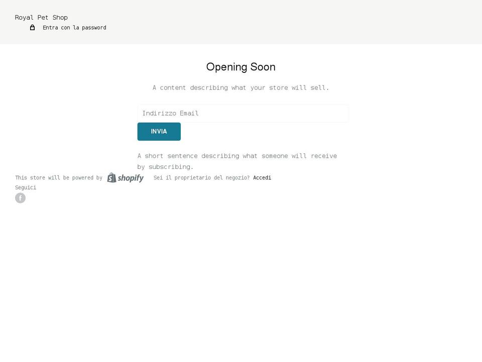 royalpetshop.it shopify website screenshot