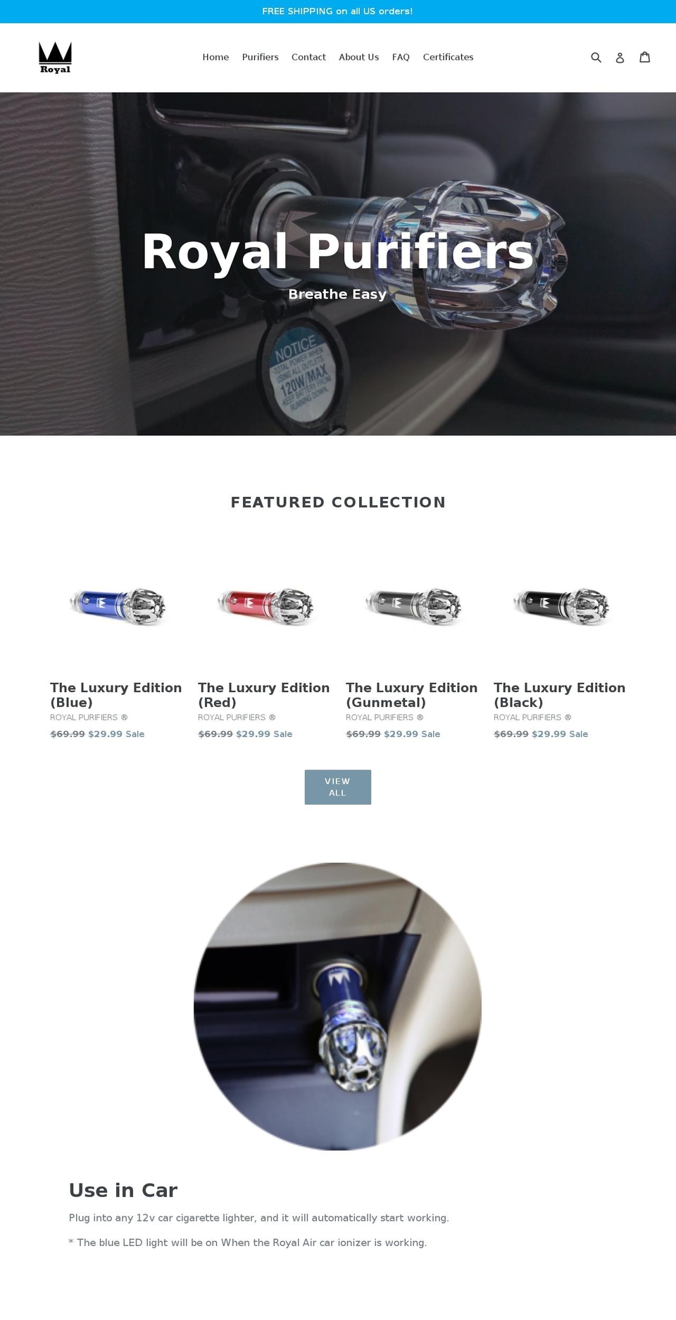 royalpurifiers.com — Shopify storefront screenshot