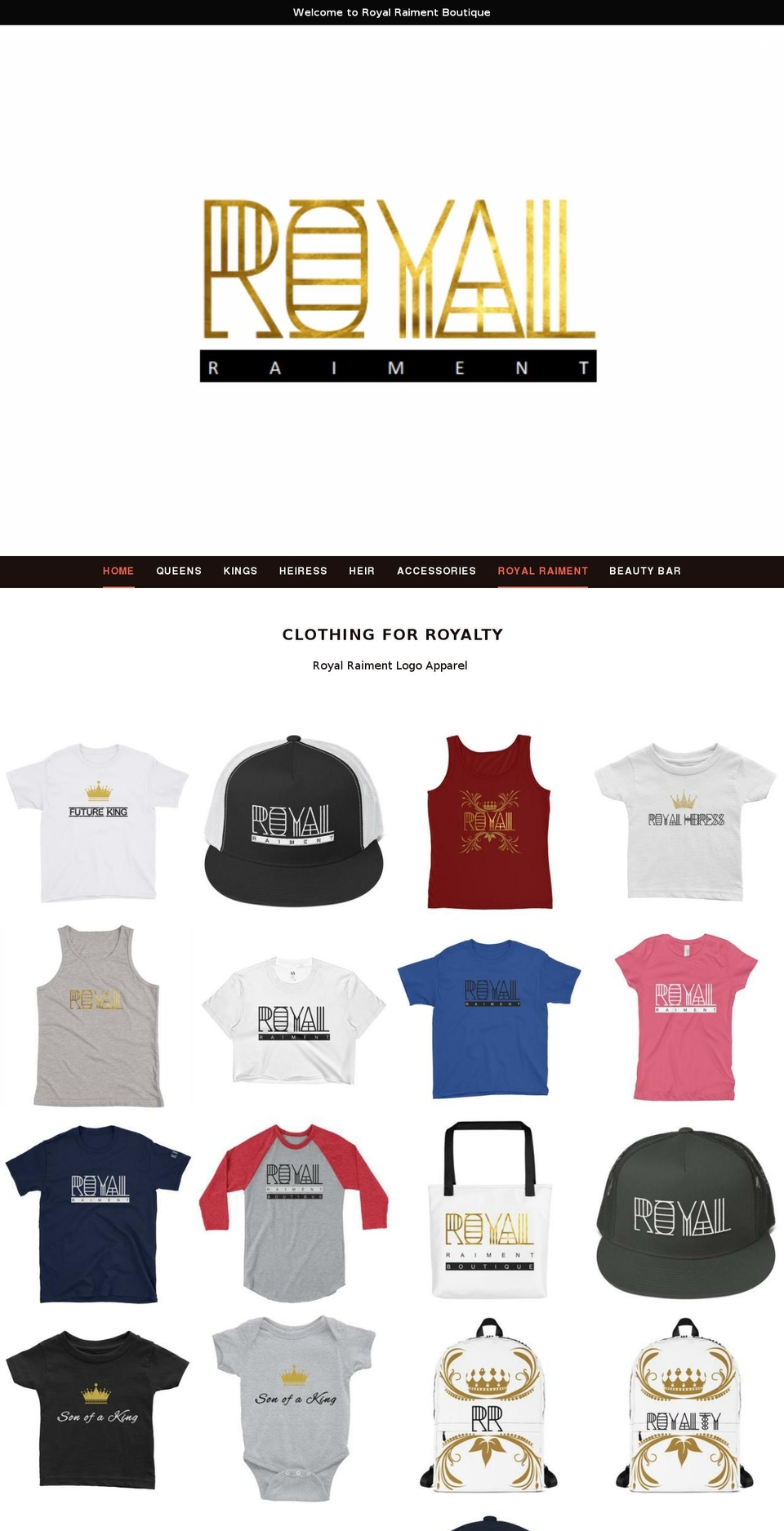 RR Shopify theme site example royalraiment.com