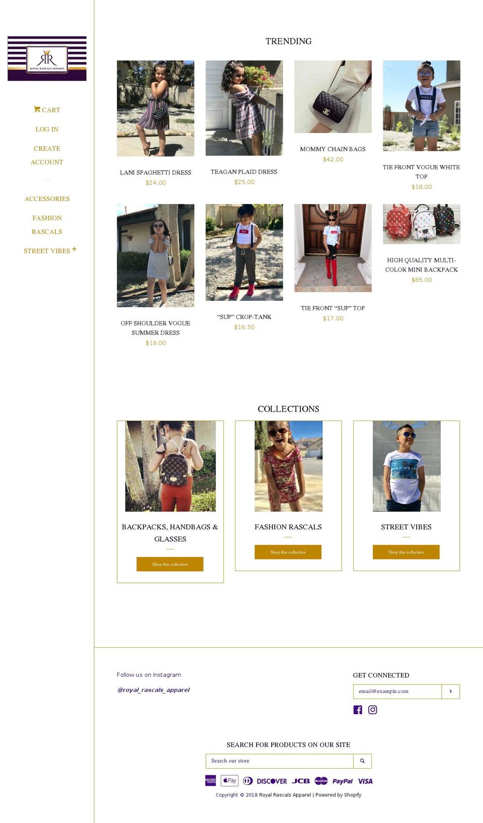 royalrascalsapparel.com shopify website screenshot