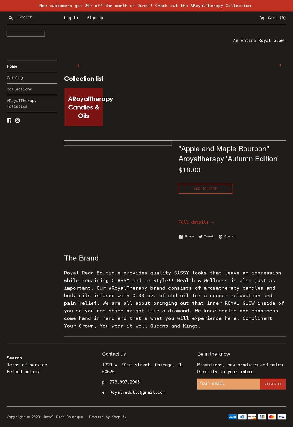 royalreddboutique.com shopify website screenshot