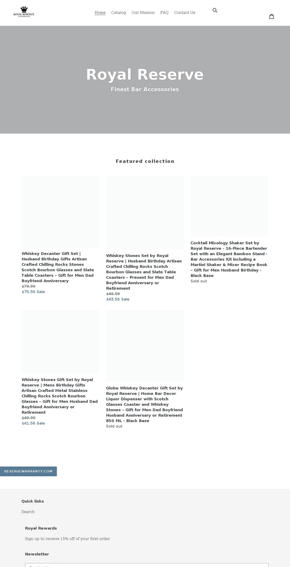 royalreservegifts.com shopify website screenshot