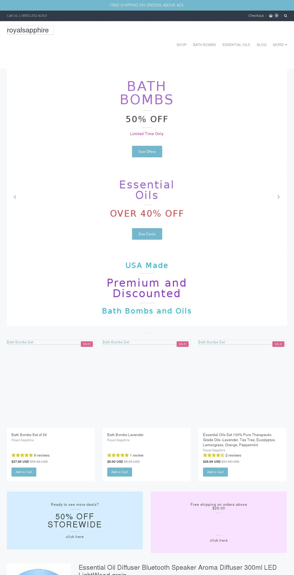royalsapphire.com — Shopify storefront screenshot