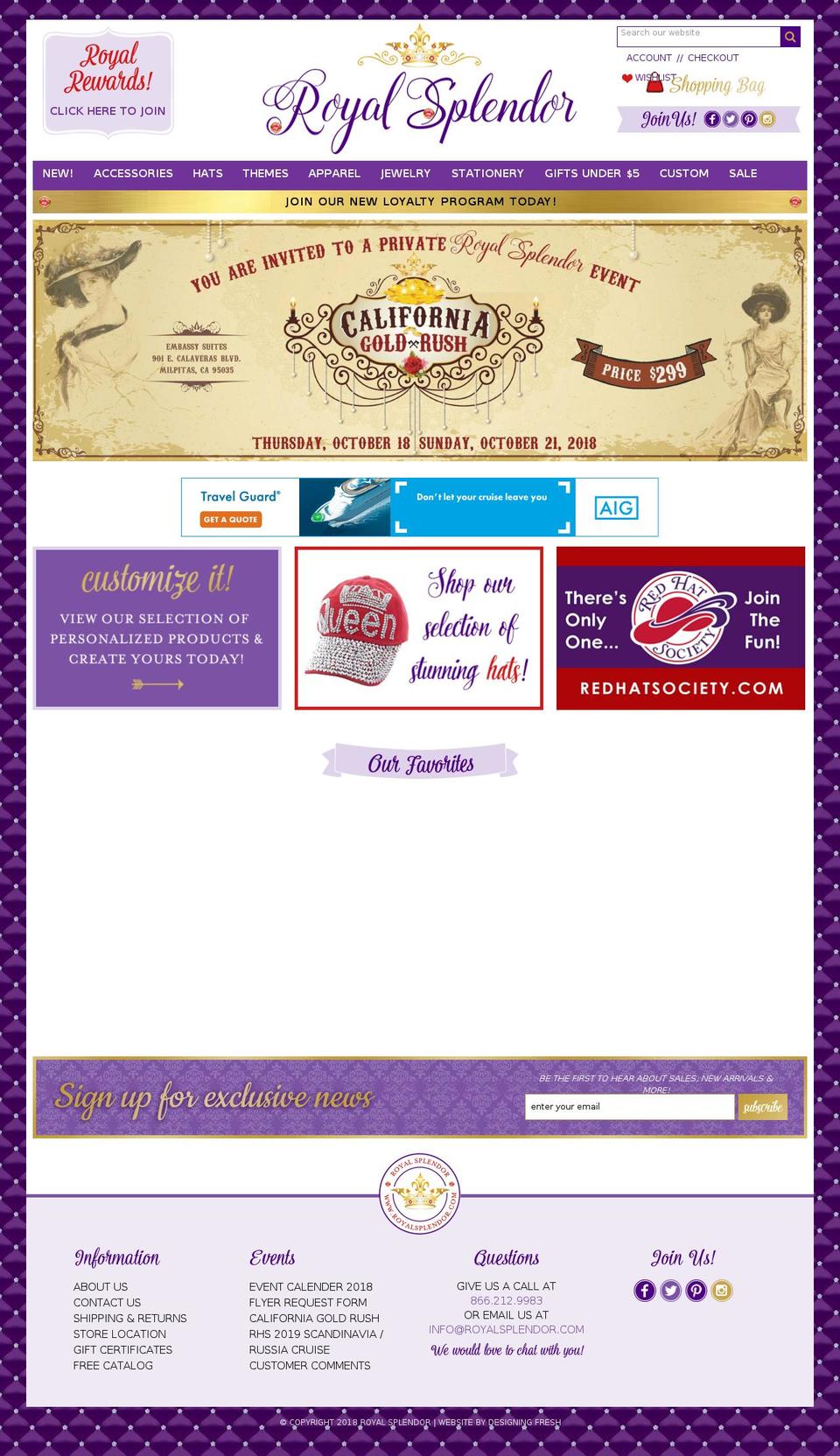 royalsplendortravel.com — Shopify storefront screenshot