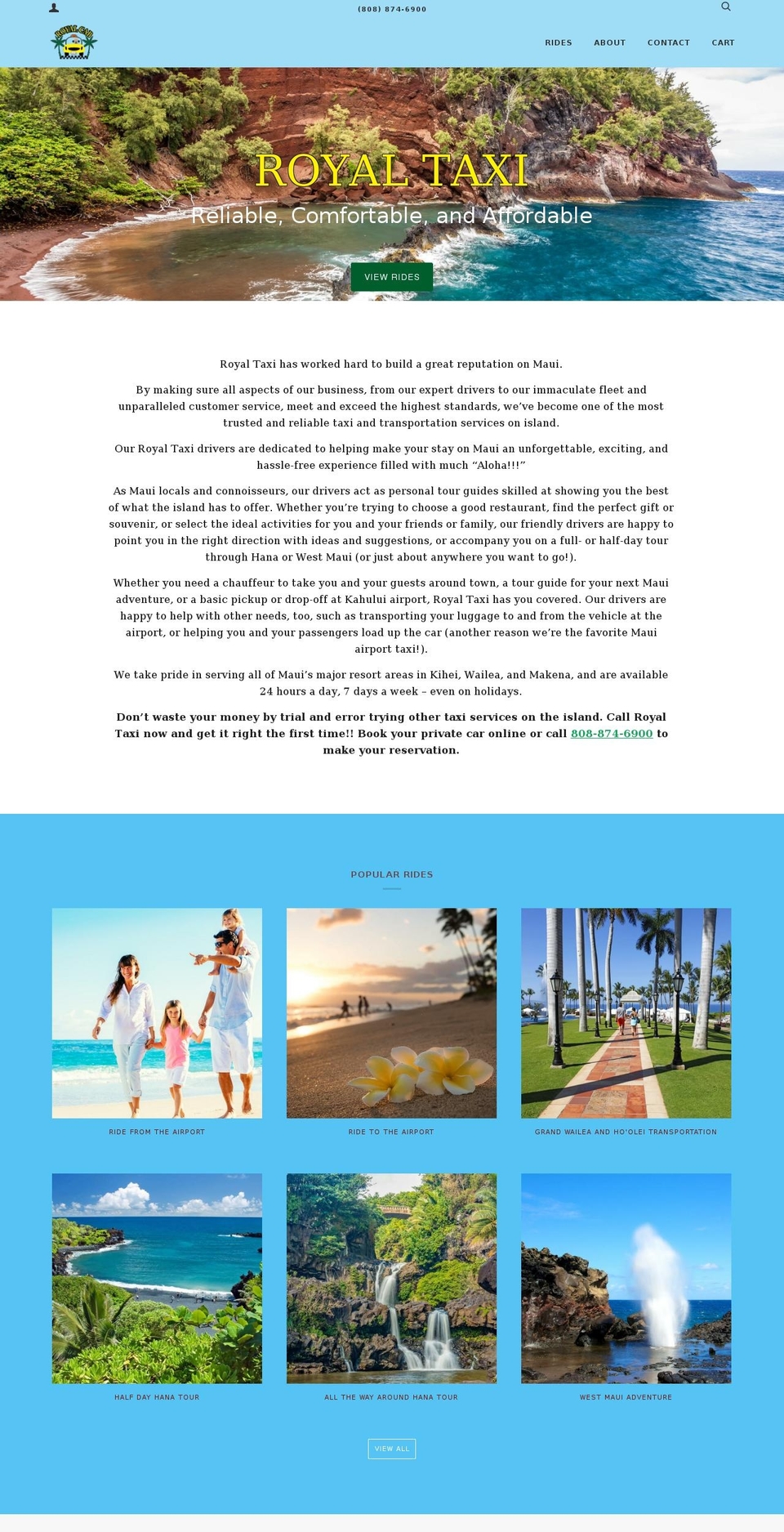royaltaximaui.com — Shopify storefront screenshot