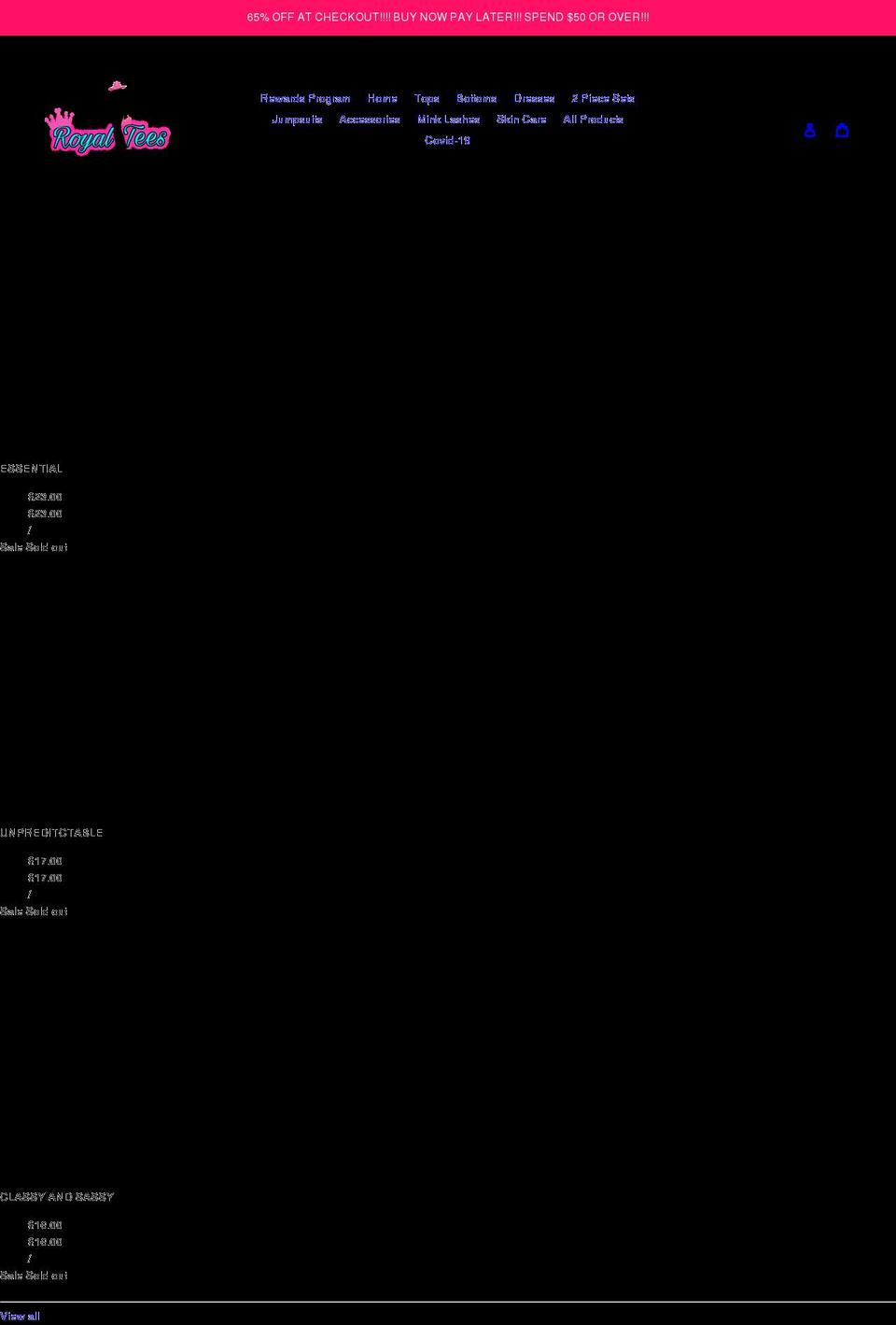 royaltees21.com shopify website screenshot