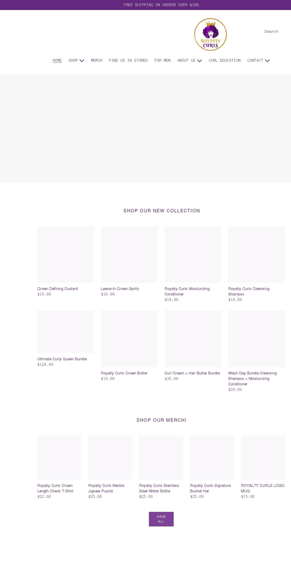 royaltycurls.com shopify website screenshot