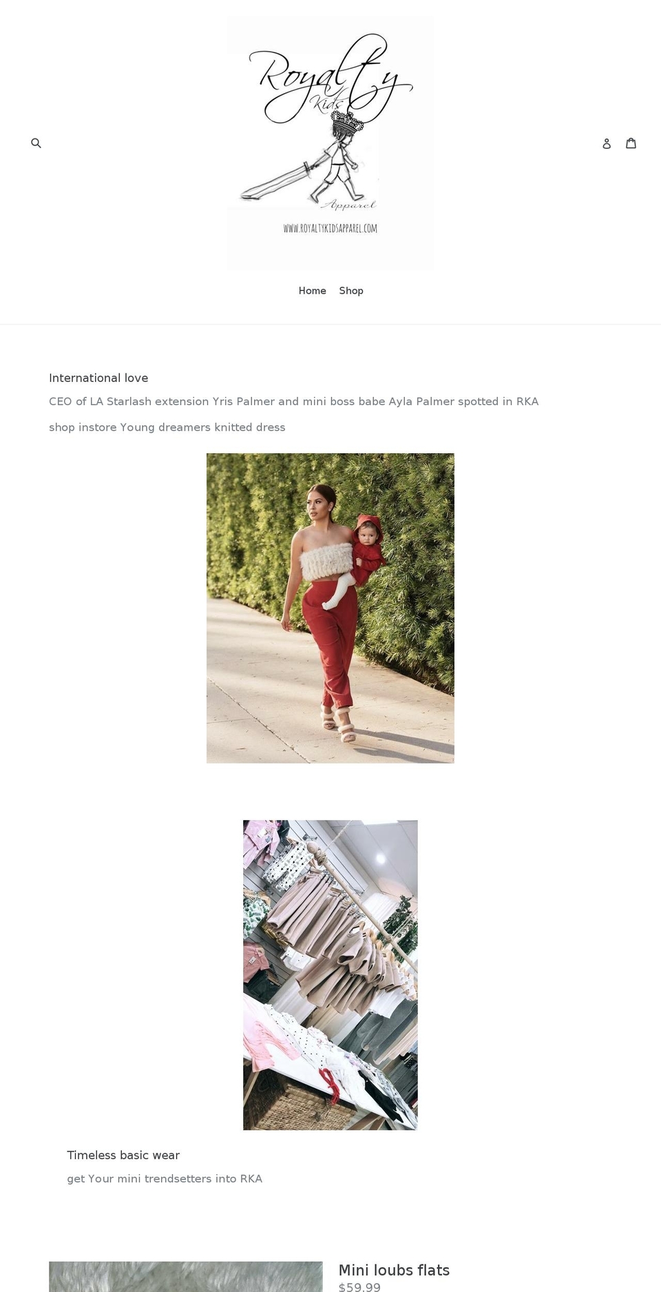 royaltykidsapparel.com — Shopify storefront screenshot