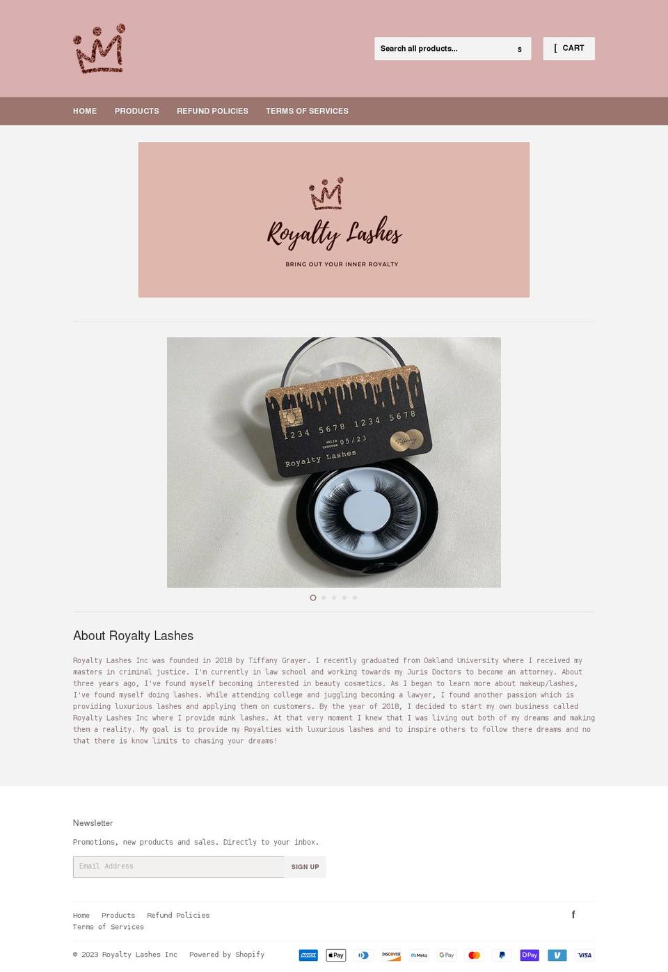 royaltylashesinc.com shopify website screenshot