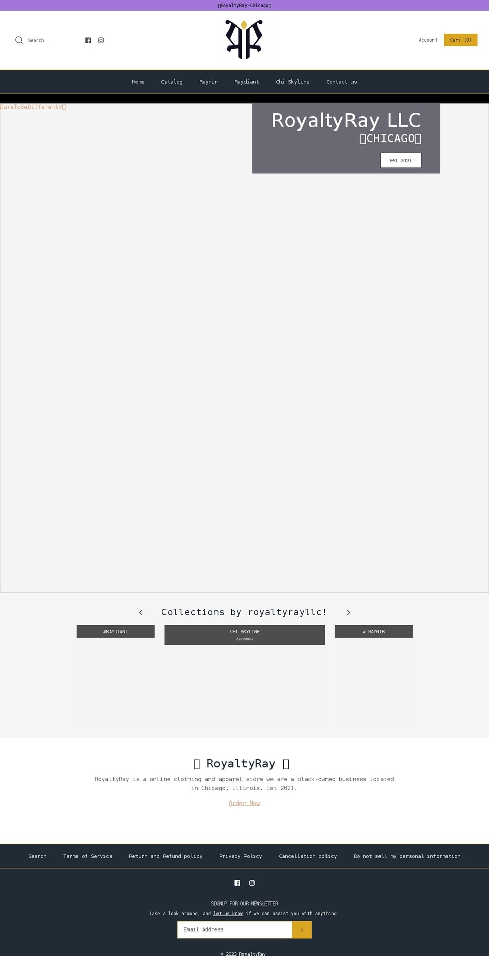 royaltyrayllc.com shopify website screenshot