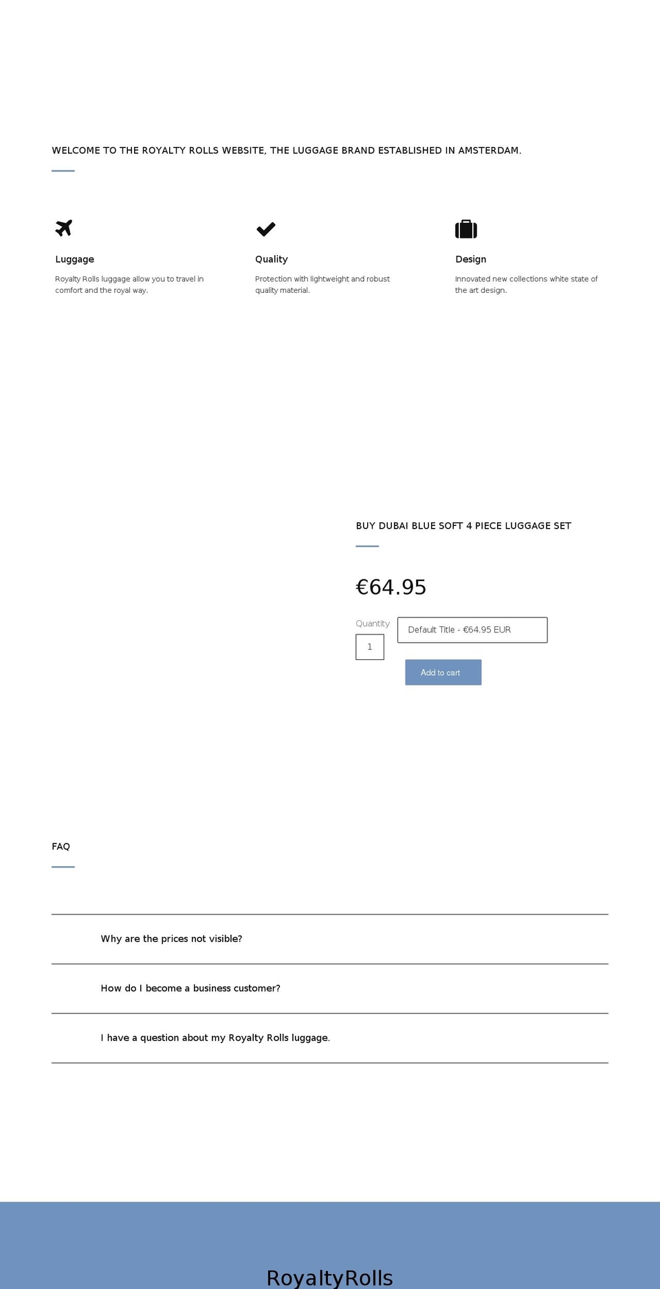royaltyrolls.com shopify website screenshot