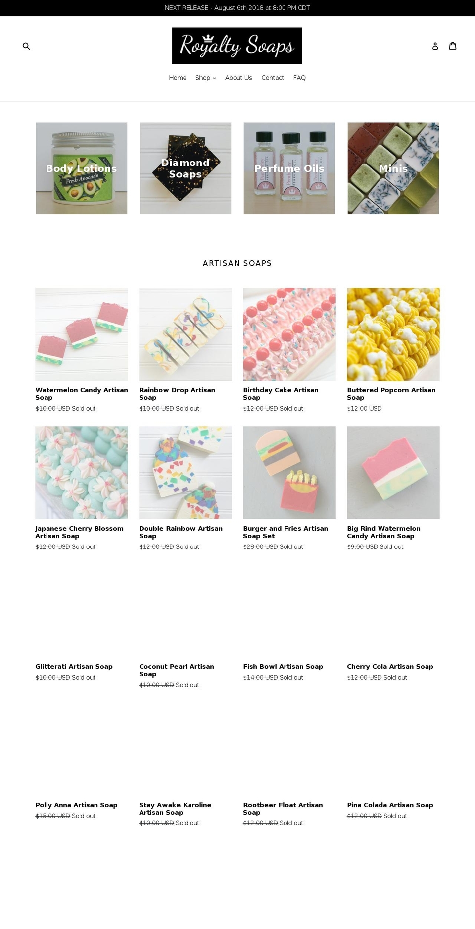 royaltysoaps.com shopify website screenshot