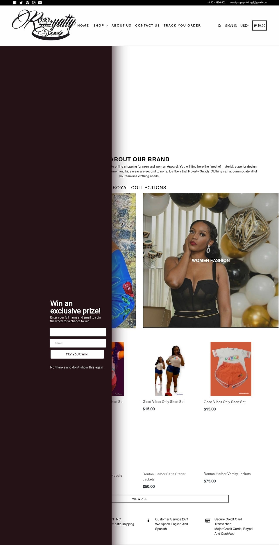 royaltysupplyapparel.com shopify website screenshot