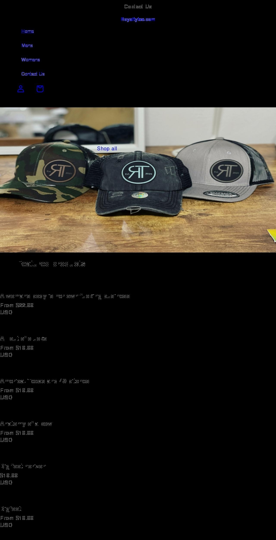 royaltytee.com shopify website screenshot