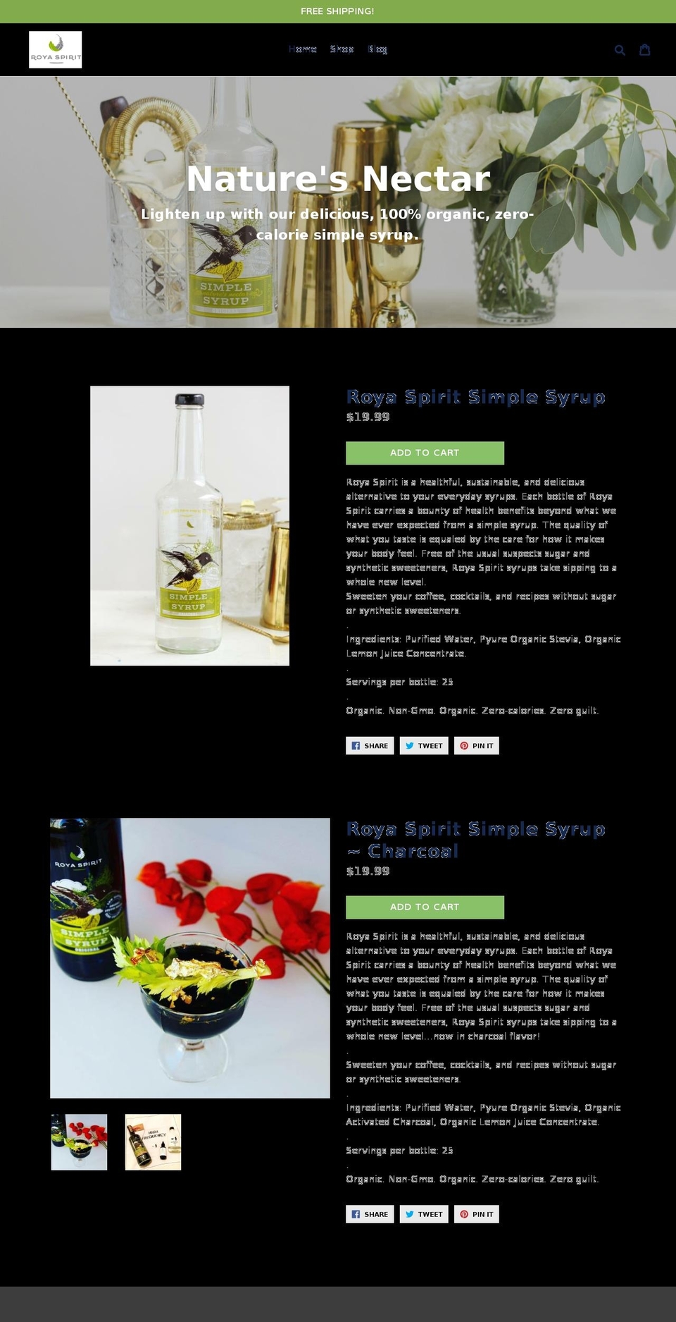 royaspirits.com — Shopify storefront screenshot