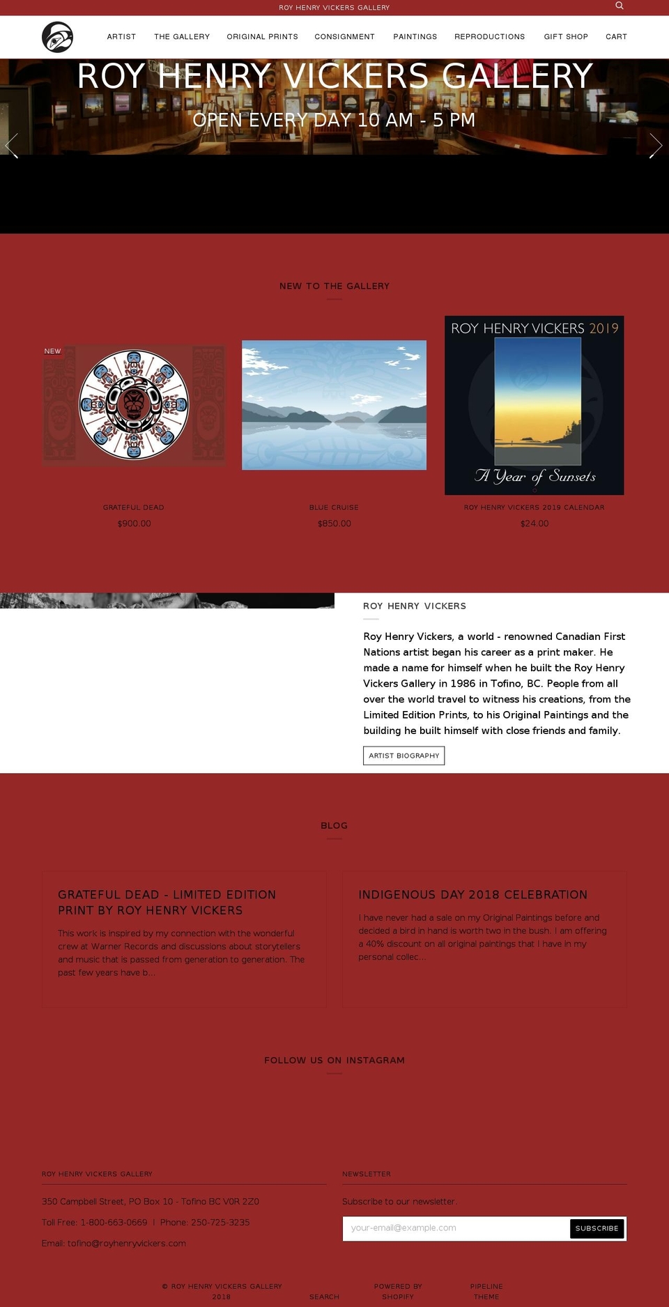 royhenryvickers.com shopify website screenshot