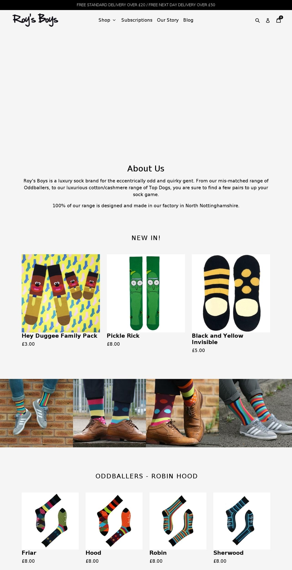 roysboyssocks.co.uk shopify website screenshot