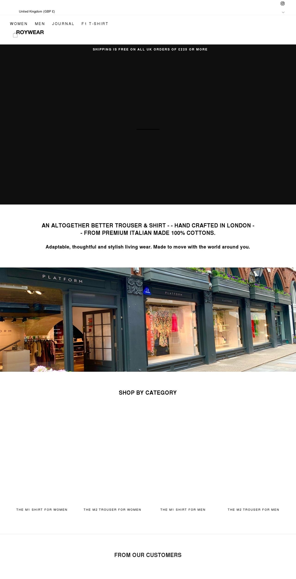 roywear.com shopify website screenshot