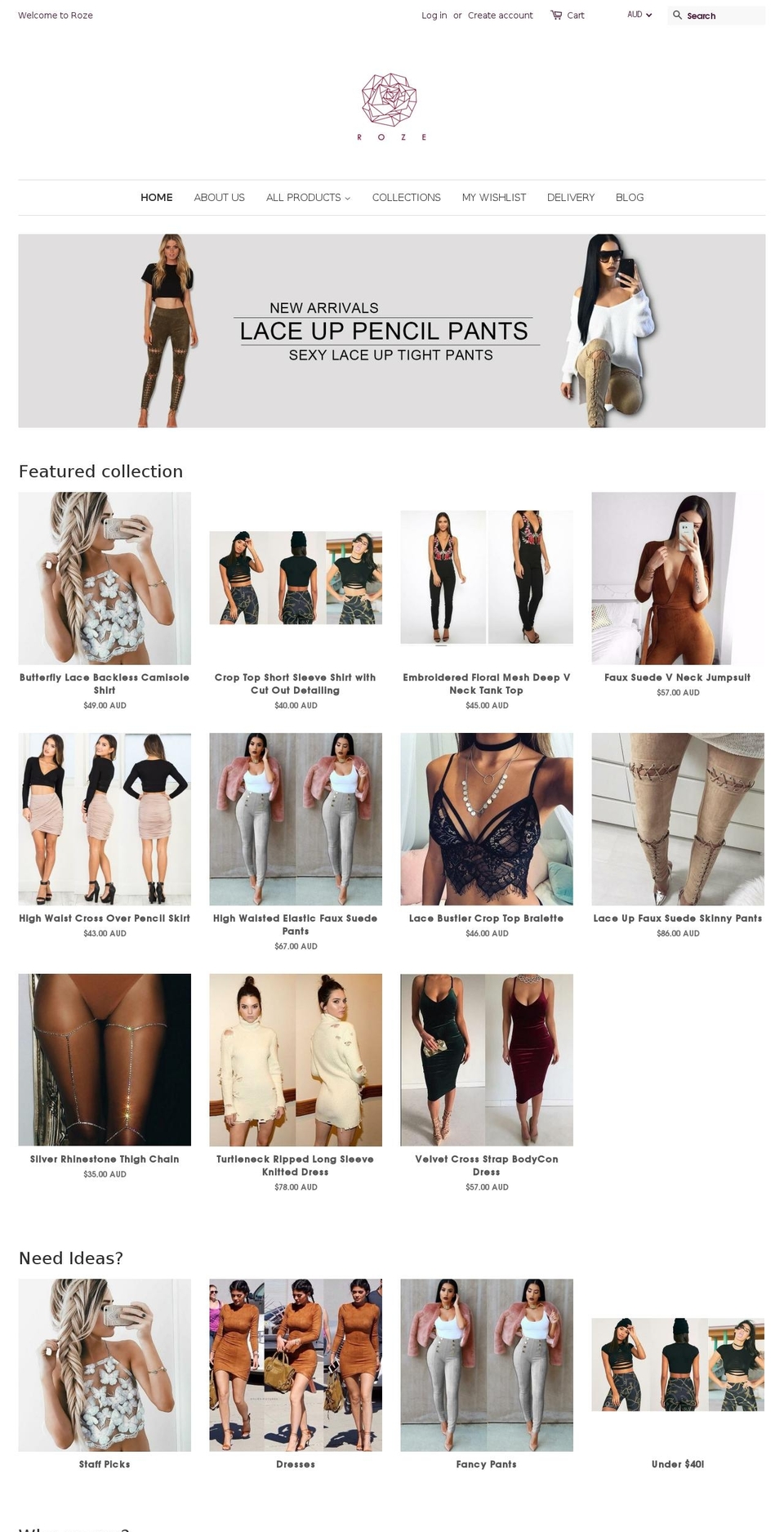 roze.store shopify website screenshot