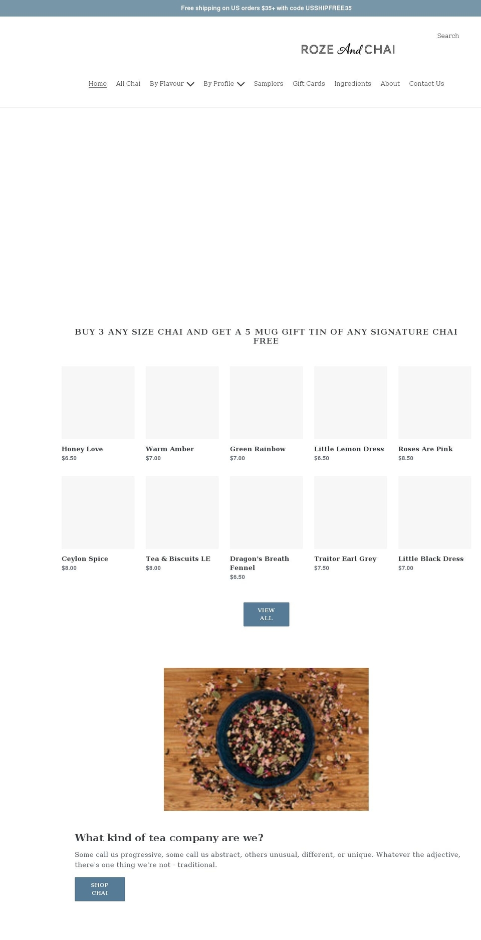 rozeandchai.com shopify website screenshot