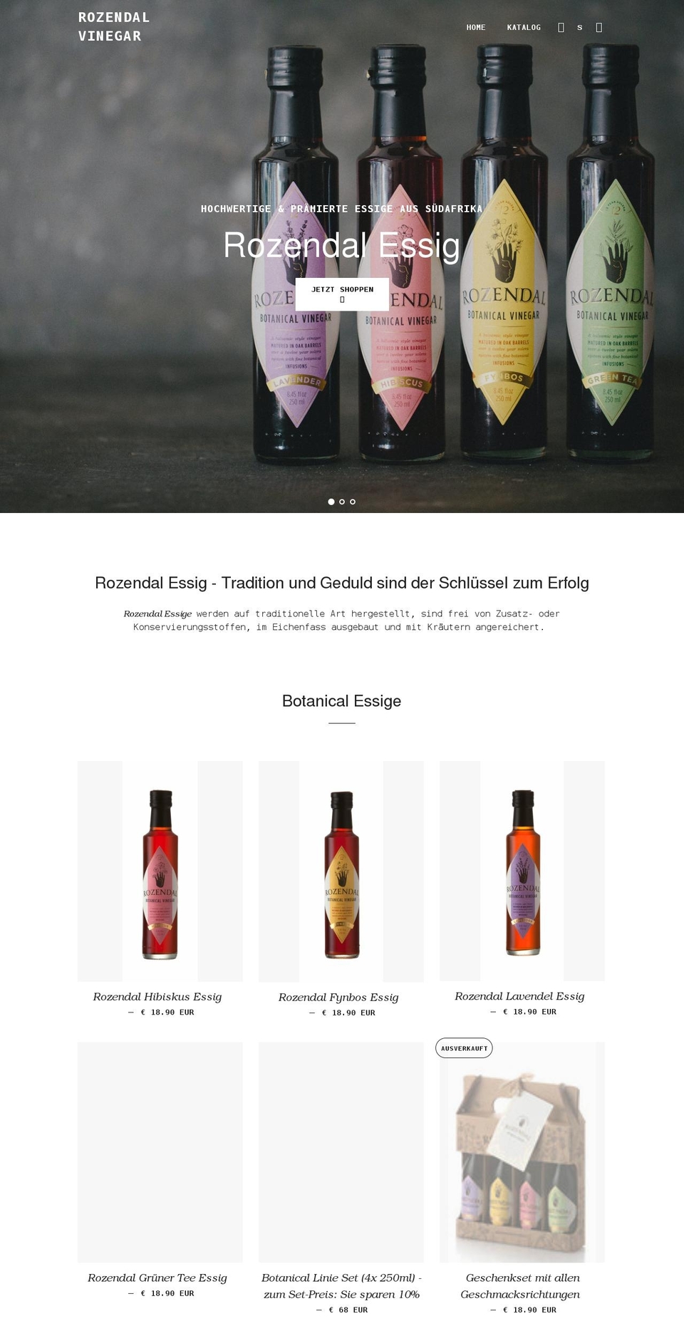 rozendalvinegar.de shopify website screenshot