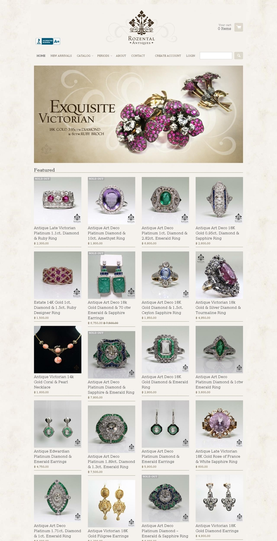 rozentalantiques.com shopify website screenshot