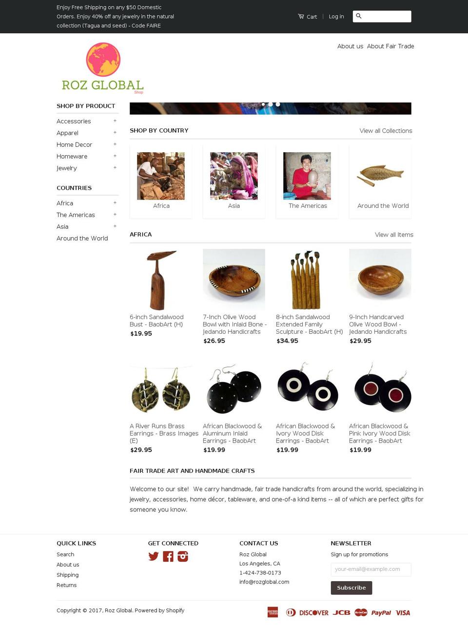 rozglobal.com shopify website screenshot