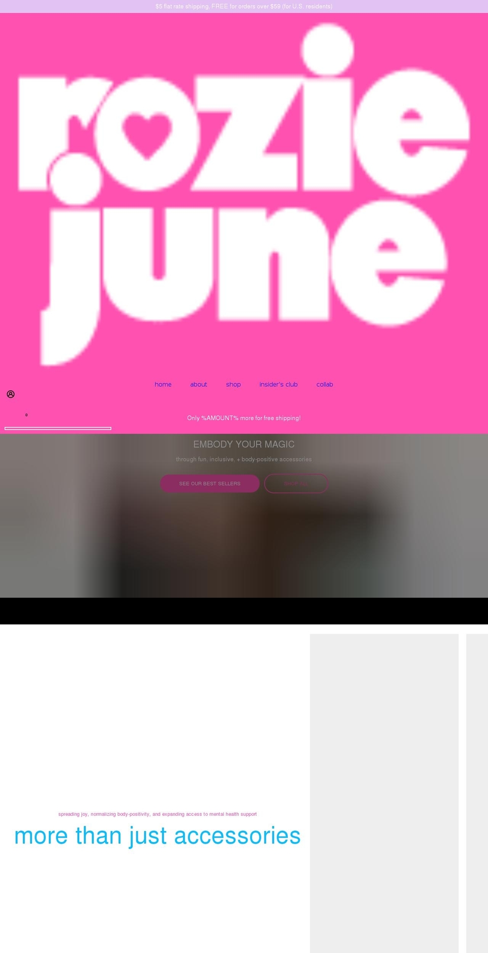 roziejune.com shopify website screenshot