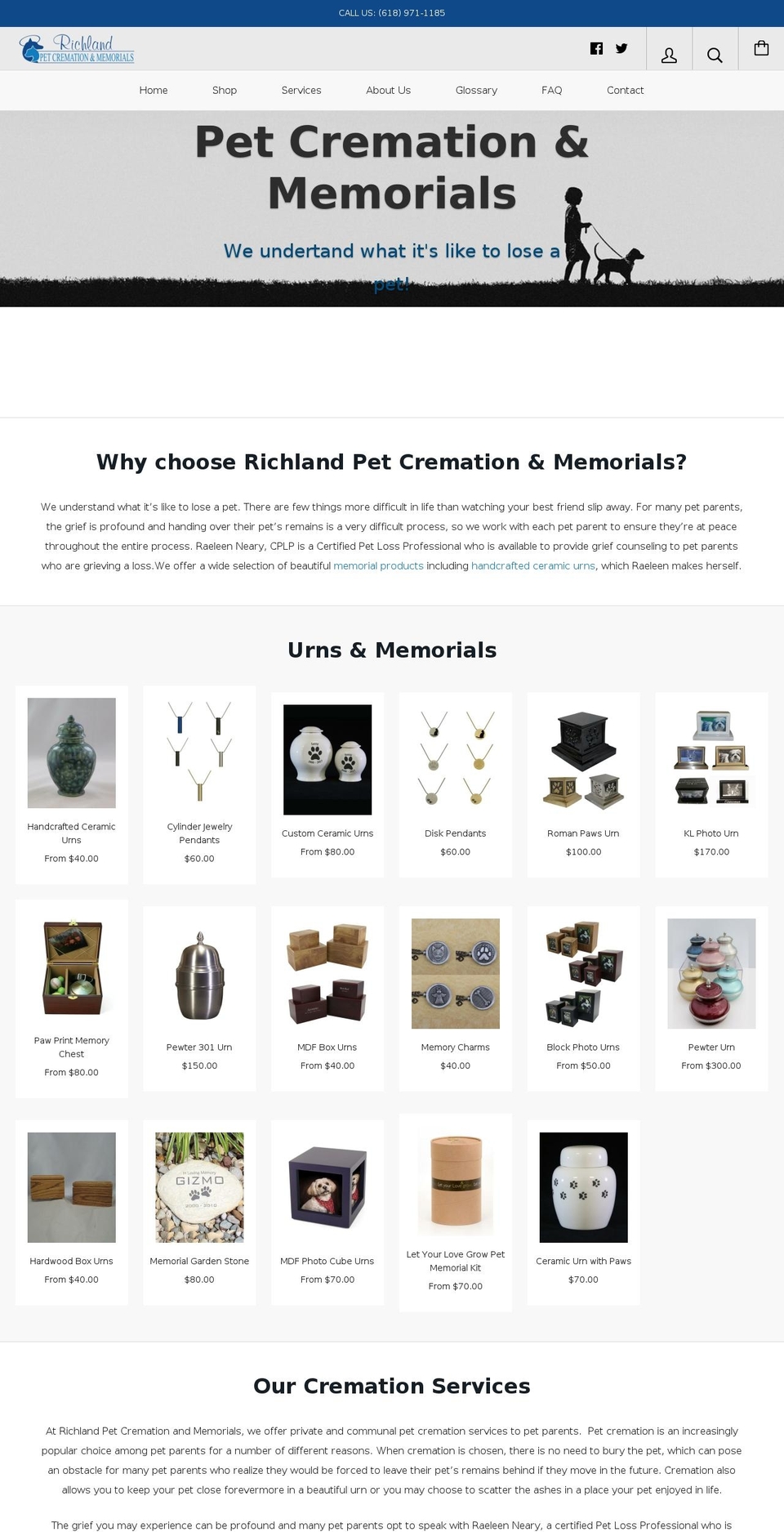 rpcmemorials.com shopify website screenshot