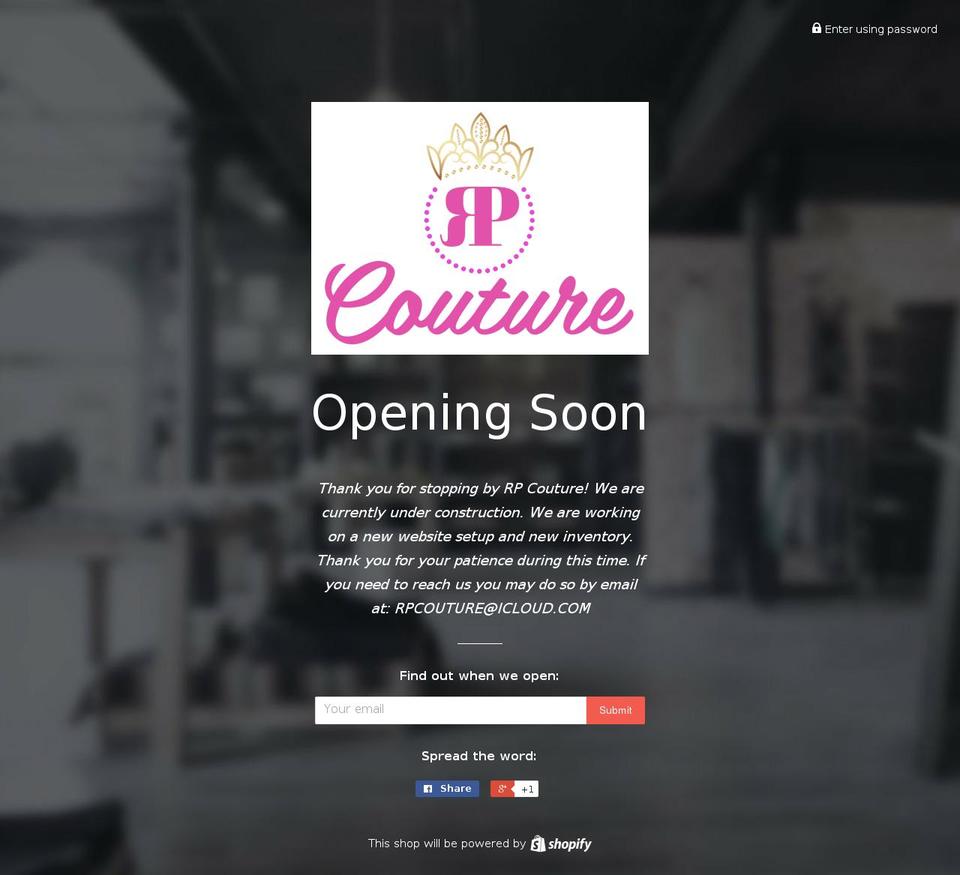 rpcouture.biz shopify website screenshot