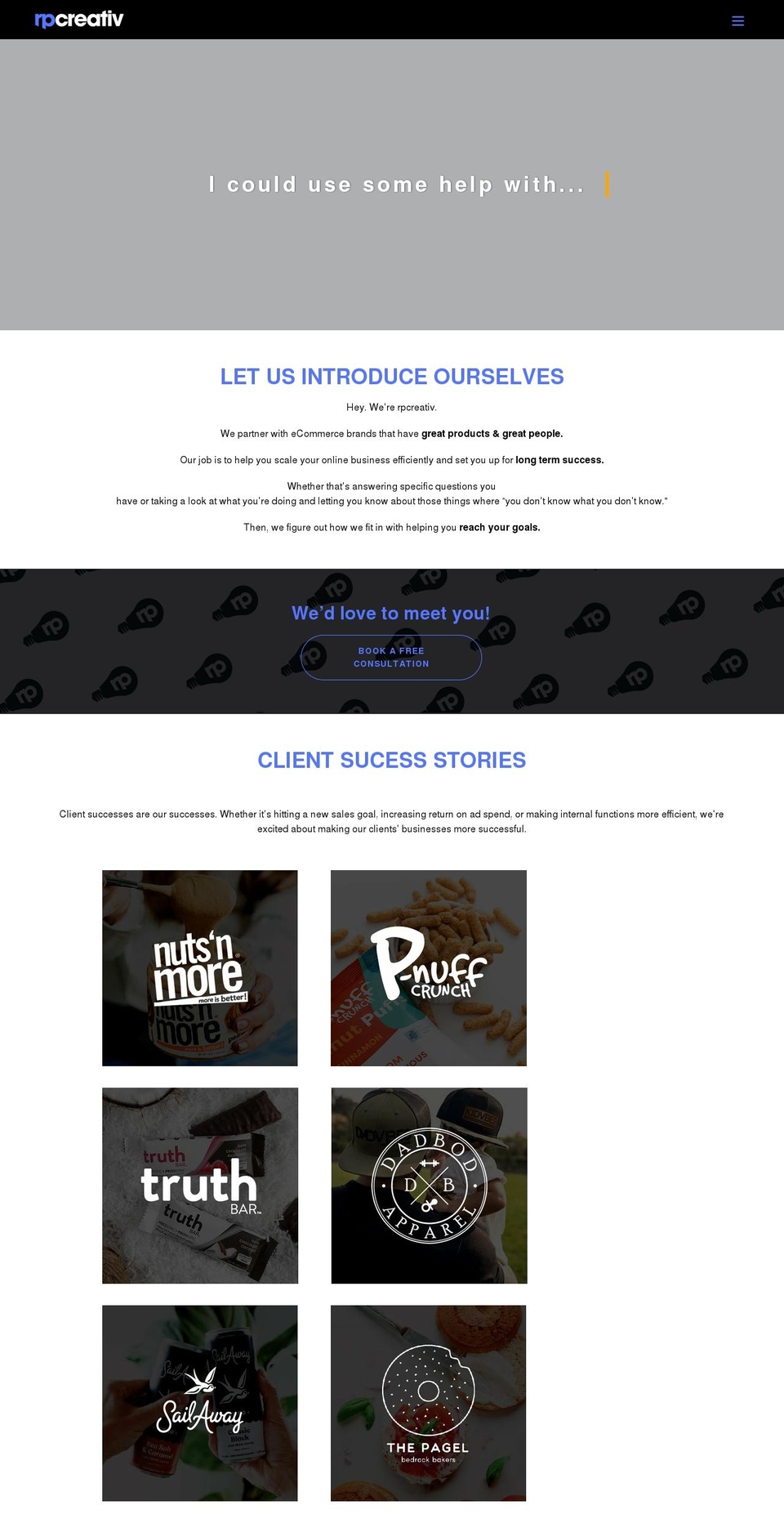 rpcreativ.com shopify website screenshot