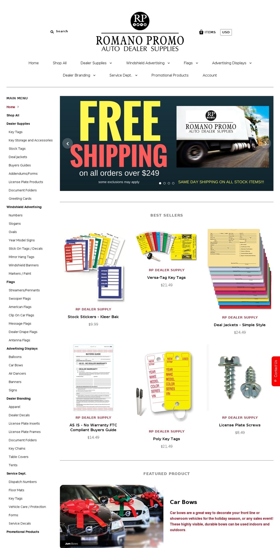 rpdealersupply.com shopify website screenshot