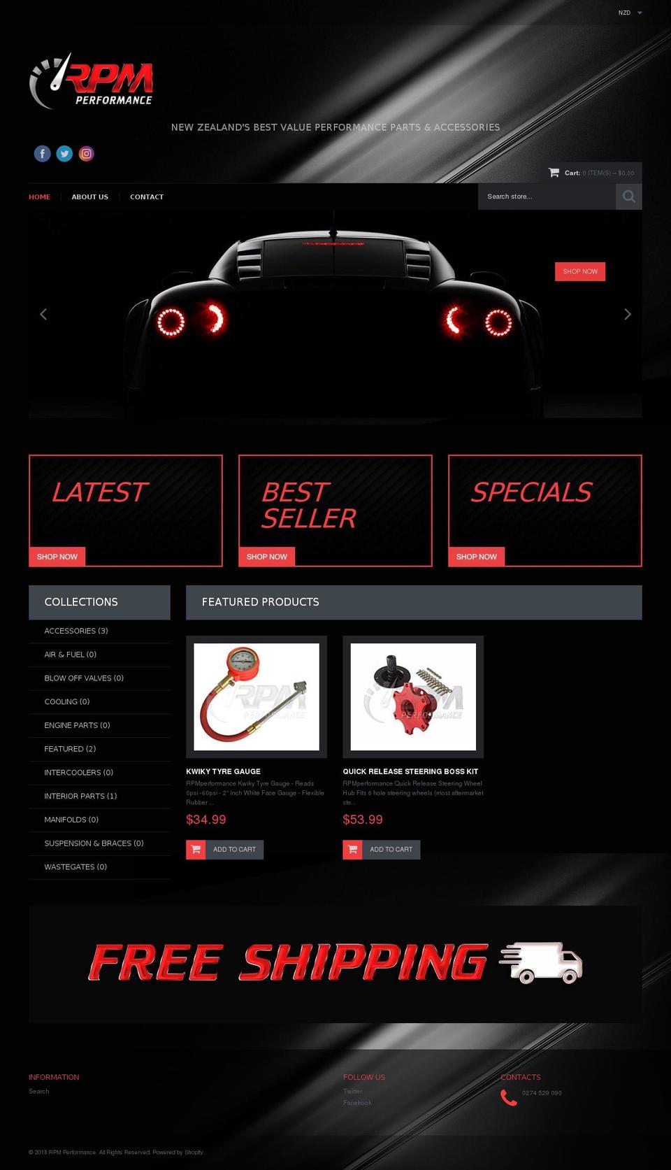 rpmperformance.co.nz shopify website screenshot